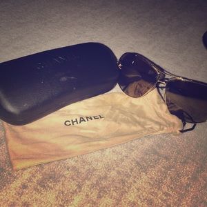 Chanel Gold Aviator Sunglasses